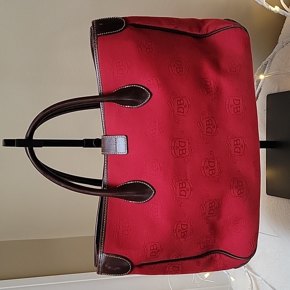 Dooney & Bourke Double Handle-Tote Satchel Donegal Crest Red-Brown Shoulder Bag - Picture 4 of 8